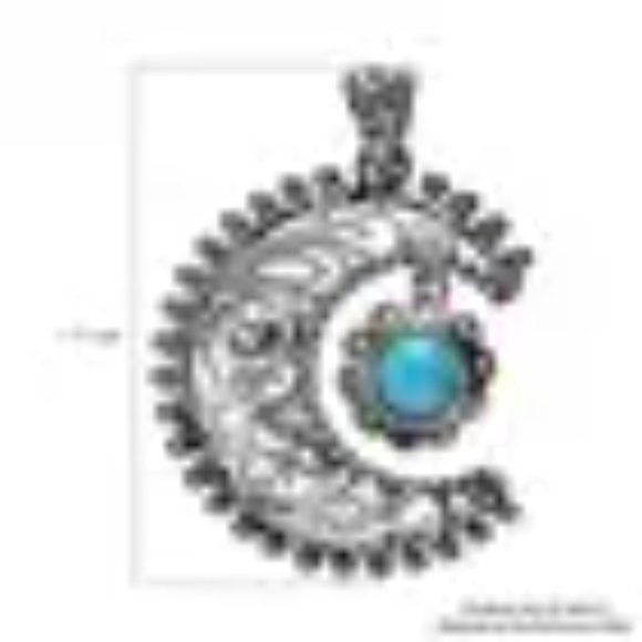 Genuine Blue Ridge Turquoise Crescent Moon SS Pendant on SS Chain Necklace NWT - Picture 11 of 12